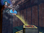 Nanami being guided underwater.