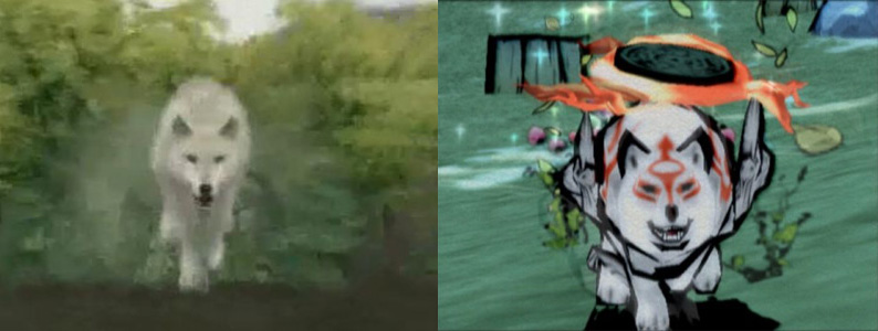 Still from the computer game Okami, which uses a NPR chinese painting