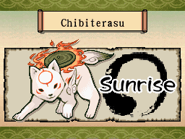 Sunrise's entry in the list of Celestial Brush techniques in Ōkamiden.