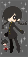 Shinya in the background wearing Yonaka's clothes.