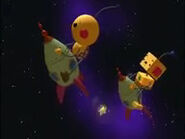 Olie Polie and Billy Bevel are flying rockets