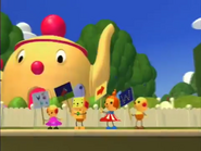 Pollie Pi, Zowie Polie, Billy Bevel and Olie Polie trying to save the widget constellation