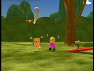 Zowie Polie and Binky Bevel are chasing the leaf