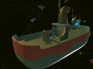 Pappy's ship in space with Percy and Polina in it