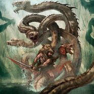 Hercules battles the Hydra of Lerna