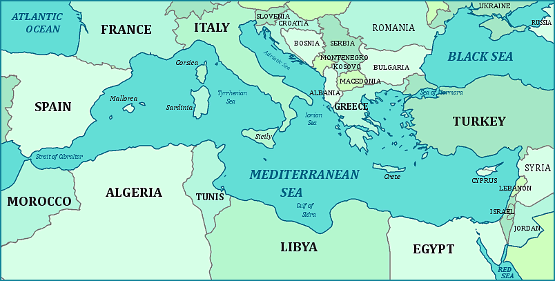 The Mediterranean basin.