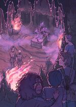 Apollo and the others on a reconnaissance mission in Tarquin's Tomb