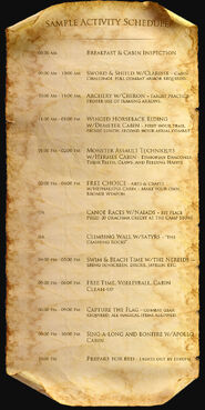 Percy's Camp Half-Blood Schedule.