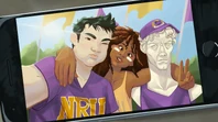 Hazel and Frank taking a selfie with Terminus.