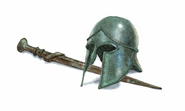 Helmet and sword