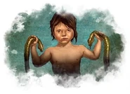 Baby Hercules strangling snakes