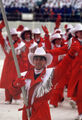 Brian Orser carrying the Canadian flag in the opening ceremony