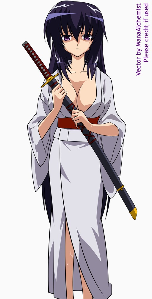 black haired samurai neko girl