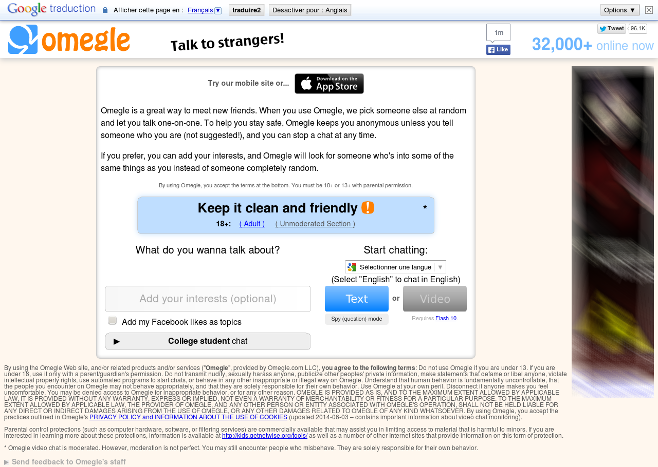 Omegle website OmeTV Video