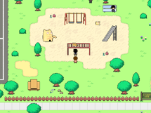 Claus sitting on top of the monkey bars on Three Days Left (Morning).