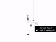 The unused "Look through Keyhole" option, featuring Kel smiling back at Omori.