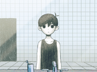 Omori staring at a mirror at daytime.