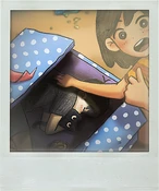 FA ALBUM 34.png (357 KB) (7/20 SUNNY'S BIRTHDAY): SUNNY won't leave the box, so KEL put a food bowl inside. I guess this box will be SUNNY and MEWO's new home.