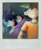 FA ALBUM 06.png (350 KB) (2/18 - MY BIRTHDAY): MARI and HERO fell asleep on the couch. They look so cozy together... Hehe... I hope they don't mind the photo. MARI's dad might be kind of mad if he saw it...