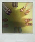 (5/25): All of our shoes in a circle! Can you guess whose shoes are whose?