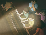 Everyone enjoying MARI and SUNNY playing on the piano.