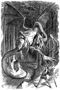 Jabberwocky Gravure Tenniel Roman De l'Autre Côté du Miroir