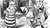 Roi Blanc Alice Lièvre de Mars messager gravure Tenniel Roman De l'Autre Côté du Miroir