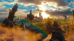 Le Monde Fantastique d'Oz film Disney 2013 arrivée Oscar Diggs montgolfière paysage