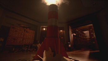 5x12 bibliothèque de Storybrooke des Enfers cheminée tuyau fumée vapeur entrée porte ascenseur monte-charge