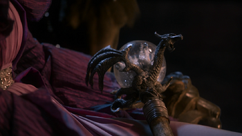1x02 sceptre Maléfique globe boule cristal formule magique Sort noir Malédiction sculpture de dragon