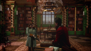 Shelves and columns in Maurice's library
