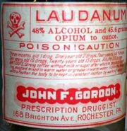 Label on antique laudanum bottle – notice the similar text