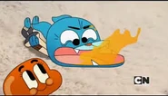 Gumball bebe o suco