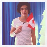 Harry with the Canadian flag.