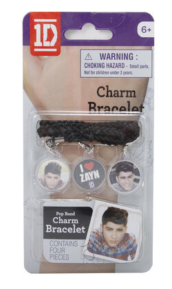 1D One Direction Louis Pop Band Charm Bracelet , 3 Charms