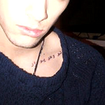 ليكون صحيحا من أنت ("Be true to who you are" in Arabic) on left collarbone c. April 4, 2012