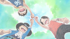 Ace, Sabo i Ruffy es converteixen en germans