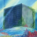 El poneglyph amb la disculpa d'en Joy Boy.