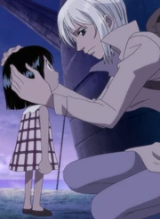 Olvia saying goodbye to young Robin as she leaves her behind.