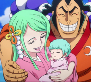 Oden and Toki with an Infant Hiyori