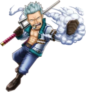 Smoker przed przeskokiem w One Piece Thousand Storm.