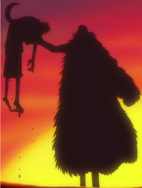 Crocodile empalando Luffy com seu gancho.png