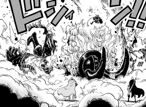 Luffy ataca a Loki, derribándolo con un ataque bastante débil.