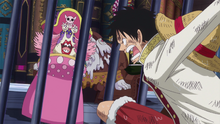 Big Mom discute con Luffy y Nami