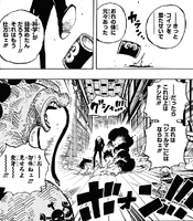 Sanji destroys his raid suit by crushing the canister.