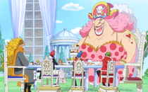 Big Mom et Pudding déjeunent avec la famille Vinsmoke