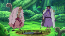 Fujitora uses attraction Law and Doflamingo