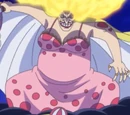 A aparência mais magra de Big Mom depois de não comer por cerca de oito horas.