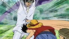 Luffy golpea a Kuzan