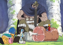 Luffy, Vivi, and Carue Dining with Dorry